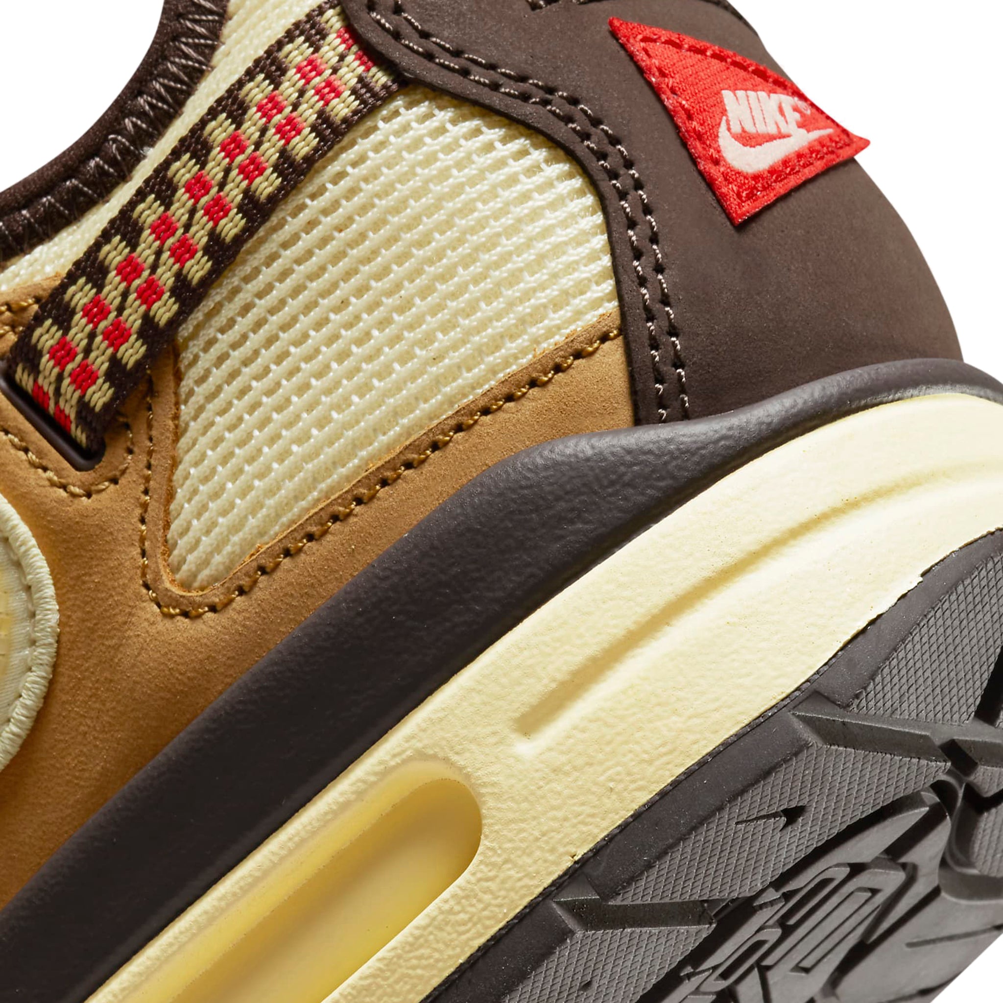 Back view of Travis Scott x Nike Air Max 1 Baroque Brown DO9392-200